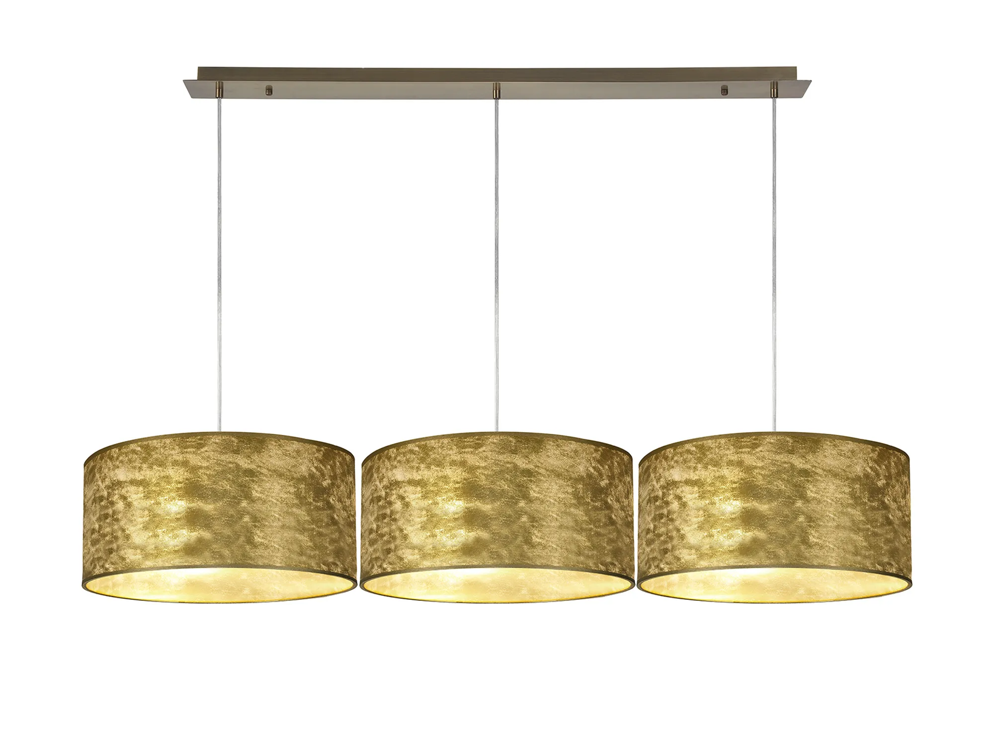 DK0838  Baymont 40cm Shade 3 Light Pendant Antique Brass; Gold Leaf